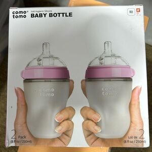 Comotomo NEW Baby Bottle, Pink, 8oz (2 Count)
